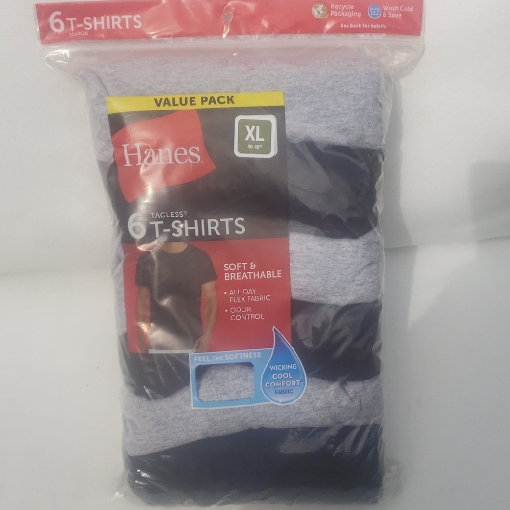🖤HANES 6Pk Mens T-Shirts